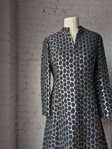 60s Black & Silver Lurex Zip Dress