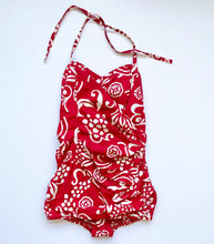 Load image into Gallery viewer, Red Tropical Print One-Piece Cotton  1940s Catalina Swimsuit