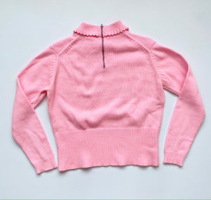 1960S Pink pointelle knit sweater