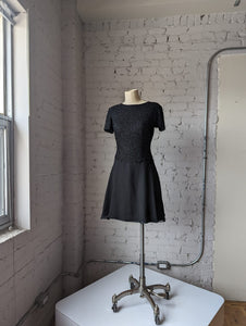 90's Beaded & Silk Chiffon A-Line Mini Dress