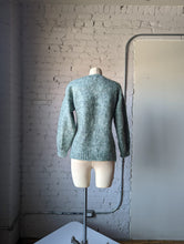 Load image into Gallery viewer, Sage Green 1970&#39;s Hand Knit Fuzzy Cardigan