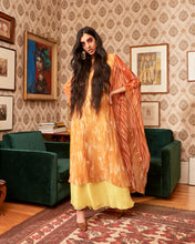 Load image into Gallery viewer, Handpainted batik Silk Chiffon Phoenix layered Caftan