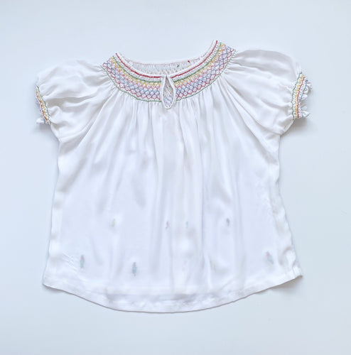 Embroidered smock top