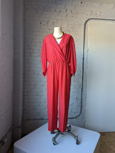 Load image into Gallery viewer, Cherry Red Lurex Pinstripe Jumpsuit