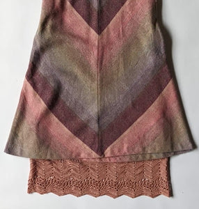 70s Pink Chevron wool blend dress