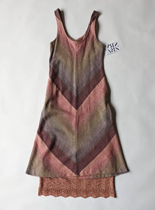 70s Pink Chevron wool blend dress