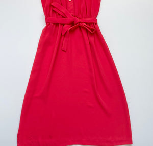 Cherry Red Ruffled  70S georgette Dress