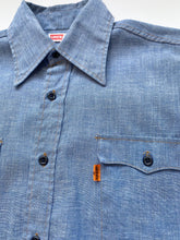 Load image into Gallery viewer, 70 Vintage orange tab chambray denim western shirt