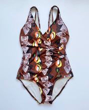 Load image into Gallery viewer, Brown Psychedelic Print One Piece Swimsuit