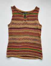 Load image into Gallery viewer, Multi-Colour Stripe Tank with Keyhole Collar linen and silk blend