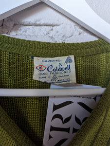 1960's Green Wool Norwegian Knit Cardigan